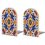 Quteprint Wood Bookends 2 Pack, Hippy Mexican 5 3.9 Inches, Multicolor. Fixed Price $35.90.
