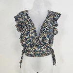 Y2K Twee Floral Crop Deep V-neck Top Size Med Boho Festival Forest Fairy. Fixed Price $21.99.