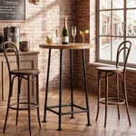 Industrial Round Bar Table, 39.4" Small High Top Pub With Metal Footrest. Fixed Price $109.99.