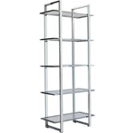 Coaster Contemporary Rectangular Metal Bookcase With 5-SHELF In Chrome. Fixed Price $300.74.